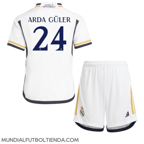 Camiseta Real Madrid Arda Guler #24 Primera Equipación Replica 2023-24 para niños mangas cortas (+ Pantalones cortos)